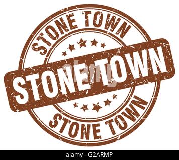 Stone Town brown grunge round vintage rubber stamp Stock Vector