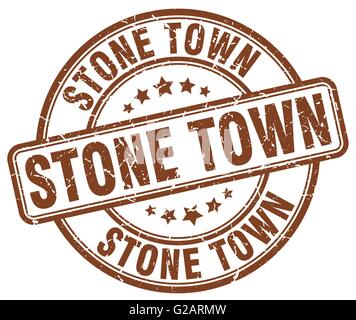 Stone Town brown grunge round vintage rubber stamp Stock Vector