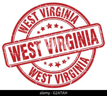 West Virginia round rubber stamp with US state map. Vintage red ...