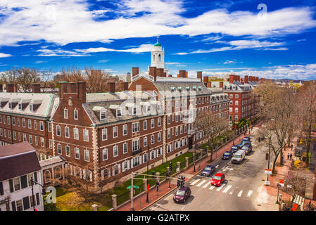 Aerial view on John Kennedy Street in the Harvard University Area in Cambridge, Massachusetts, the USA. Eliot House Stock Photo