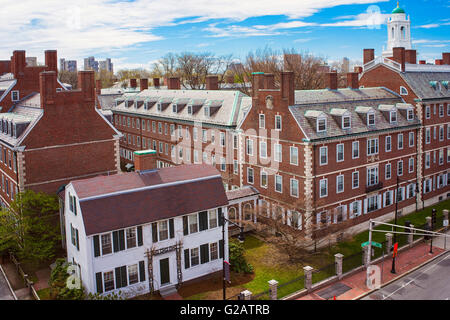 Aerial view on John F Kennedy Street in the Harvard University Area in Cambridge, Massachusetts, the USA. Eliot House Stock Photo