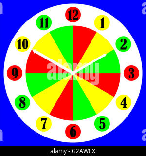 yellow clock face 10 o'clock the clock strikes ten 22.00 hours Stock