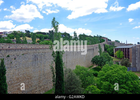 Girona, Spain, Ancient city walls, fortifications Stock Photo