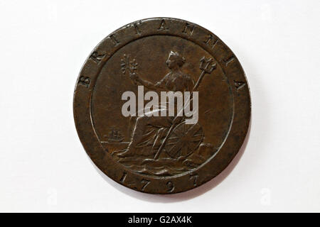British 1797 Copper cartwheel penny of George III 3rd Stock Photo
