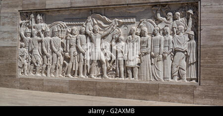 National Flag Memorial, Rosario, Frieze by  Lola Mora, Santa Fe province, Argentina Stock Photo