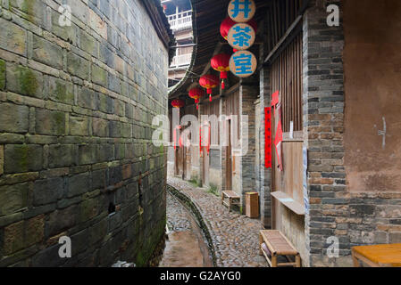 Inside Chengqilou Tulou, castle house, UNESCO World Heritage site, Yongding, Fujian Province, China Stock Photo