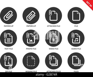 Attached file icons on white background Stock Vector