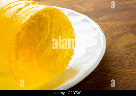 Yellow Diet Marmalade On A White Saucer, And Dried Fruit Stock Photo 