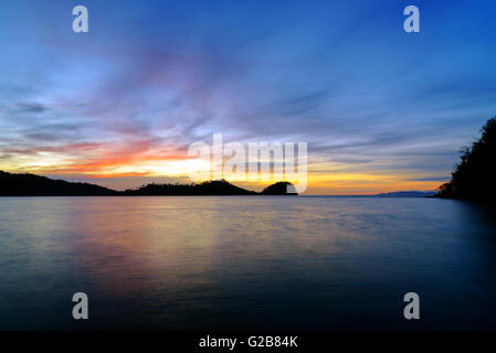 Sea and sky at sunset. Togean Islands or Togian Islands in the Gulf of Tomini. Central Sulawesi. Indonesia Stock Photo