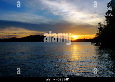 Sea and sky at sunset. Togean Islands or Togian Islands in the Gulf of Tomini. Central Sulawesi. Indonesia Stock Photo