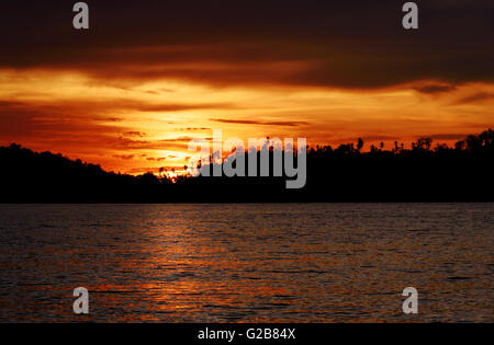 Sea and sky at sunset. Togean Islands or Togian Islands in the Gulf of Tomini. Central Sulawesi. Indonesia Stock Photo