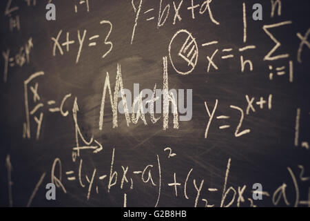 Math text with some maths formulas on chalkboard background Stock Photo ...