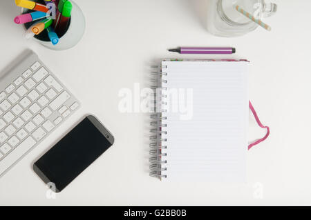 Small business office background viewed from above the desk Stock Photo