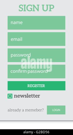 Sign up form, web design, UI UX registration interface with gradient ...