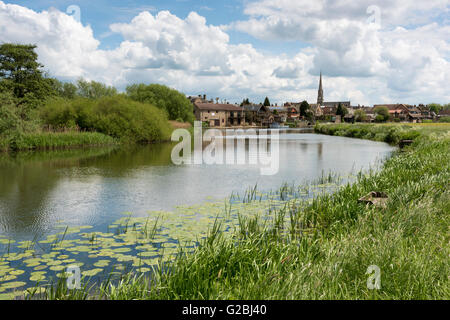 A view along the River Great Ouse towards St Ives Cambridgeshire Uk Stock Photo
