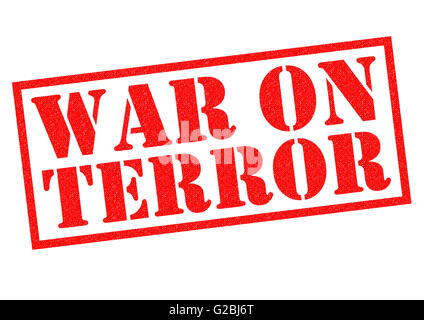 WAR ON TERROR red Rubber Stamp over a white background. Stock Photo