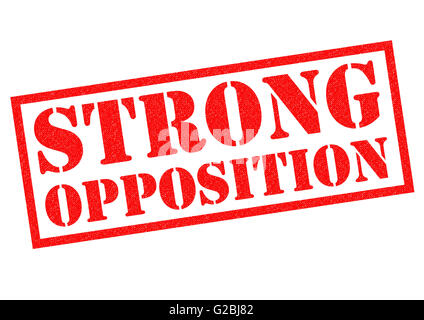STRONG OPPOSITION red Rubber Stamp over a white background. Stock Photo