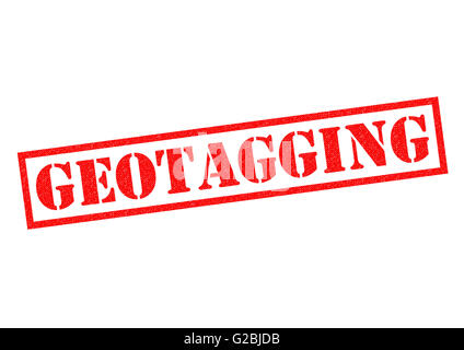 GEOTAGGING red Rubber Stamp over a white background. Stock Photo