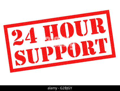 24 HOUR SUPPORT red Rubber Stamp over a white background. Stock Photo