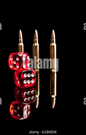 Bullets isolated on black Background with reflexion Stock Photo