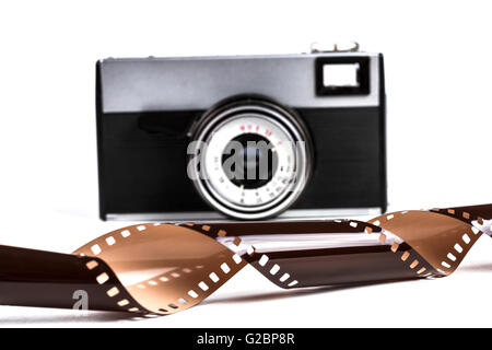 Old Film Camera Isolated on White Background Stock Photo
