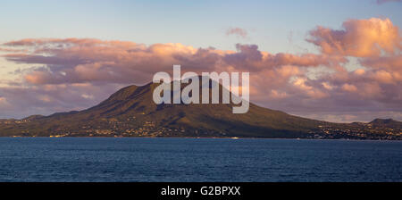 Setting sunlight over island of Nevis, Lesser Antilles, West Indies Stock Photo