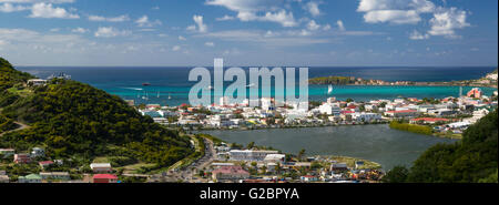 Panoramic view over Philipsburg, Sint Maarten, Dutch Antillies