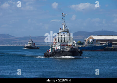 Cape Town South Africa March 20 2016  Tugboat returning to  the Table Bay Harbour Stock Photo