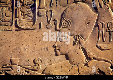 Bas relief on wall in Luxor temple Stock Photo