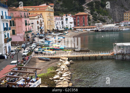 The old town of Sorrento going down into the original fishing harbour of Marina Grande in Sorrento Stock Photo