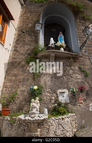 The old town of Sorrento going down into the original fishing harbour of Marina Grande in Sorrento Stock Photo