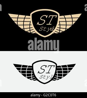 Wing Crest logo and cars logo in shield with wings. Full vectors, Stock Vector