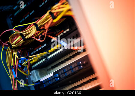 fiber optic with servers in a technology data center . Stock Photo