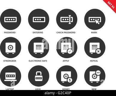 Password icons on white background Stock Vector