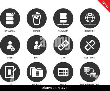 Database icons on white background Stock Vector