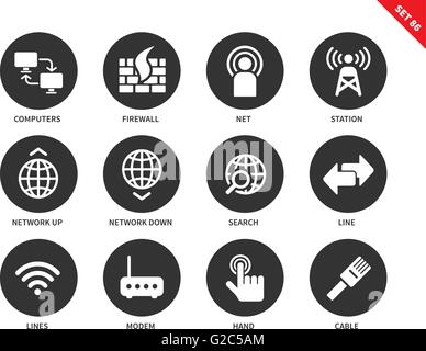Networking icons on white background Stock Vector