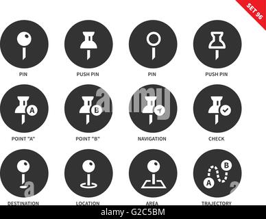 Pin icons on white background Stock Vector