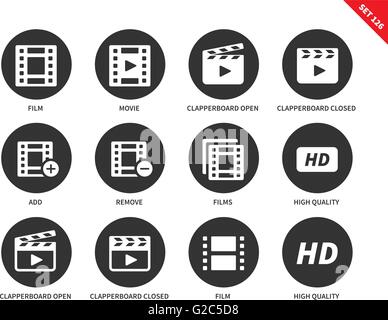 Video icons on white background Stock Vector