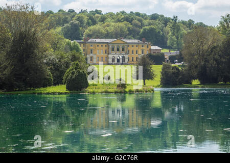 England, Buckinghamshire, West Wycombe park, House & lake Stock Photo