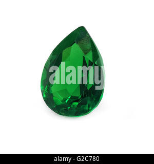 Emerald pear shaped on a white background. Stock Photo