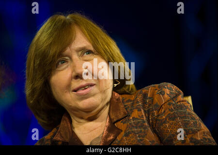 Svetlana Alexievich Belarusian journalist author & 2015 Nobel Literature Laureate speaking on stage at Hay Festival 2016 Stock Photo