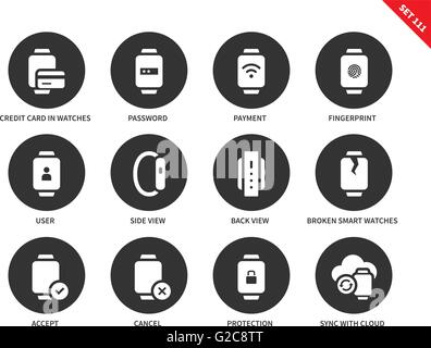 Business smartwatch icons on white background Stock Vector