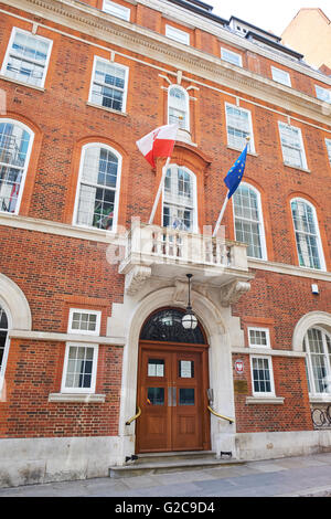 Polish Embassy Consular Section Bouverie Street London UK Stock Photo