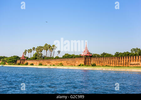 Mandalay, Myanmar at the palace wall and moat. Stock Photo