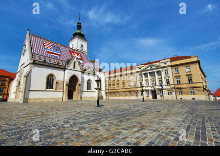 St. Mark's Church in St. Mark's Square in Zagreb, Croatia Stock Photo