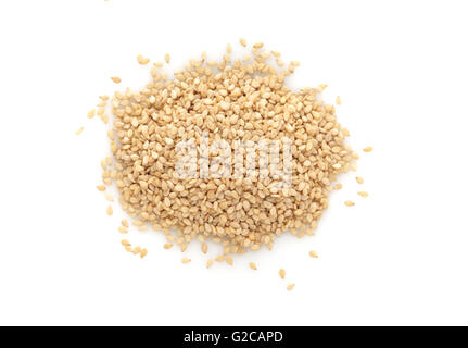 Sesame Seeds on White Background Stock Photo