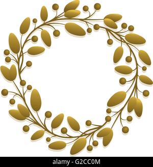 Vector simple round gold floral frame design. Stock Vector