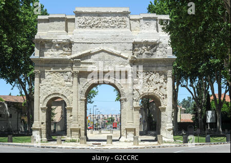 Orange, France - 26 June 2012: Roman Triumphal Arch of Orange, France Stock Photo