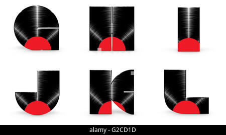 Vinyl alphabet / 3D render of alphabet characters in the form of a vinyl record Stock Photo