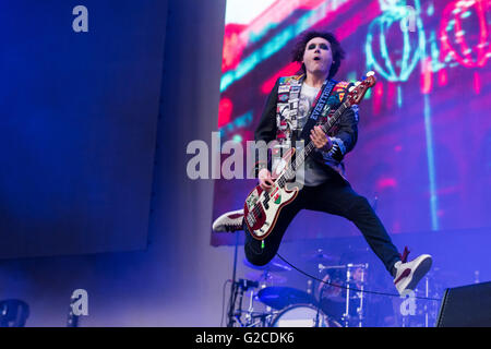 Manic Street Preachers perform at Swansea's Liberty Stadium on May 28th 2016. Photo shows bassist Nicky Wire. Stock Photo